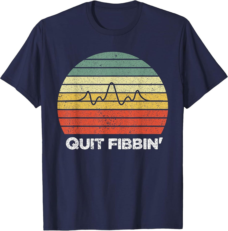 Quit Fibbin Shirt Vintage Atrial Fibrillation Funny Medical T-Shirt - Navy Blue