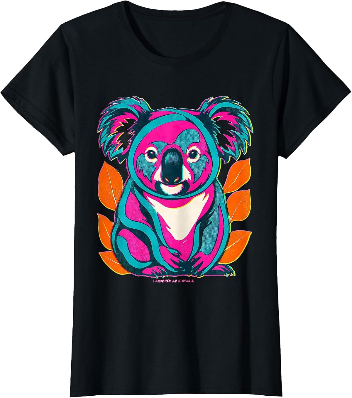 Women's I Arrived As A Koala Risograph Funny Koala Costume Novelty T-Shirt - Black