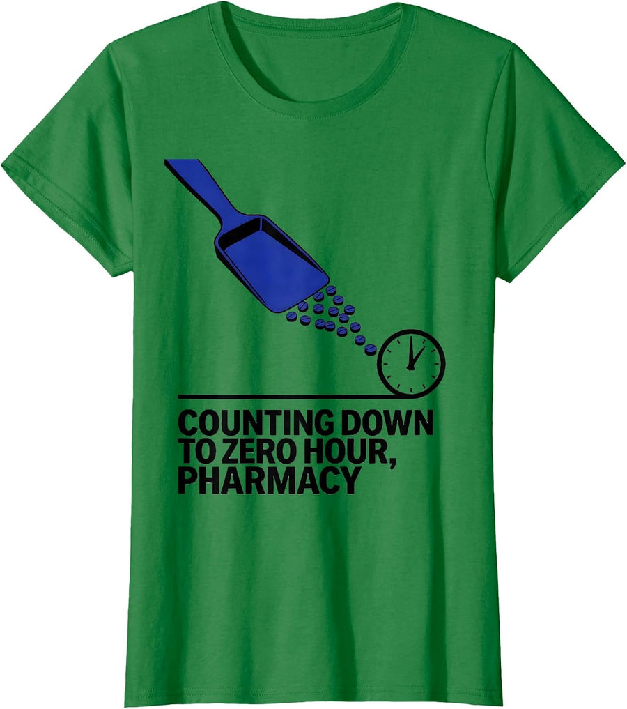 Women's Counting Down To Zero Hour Pharmacy Nurse New Year Shift T-Shirt - Kelly Green