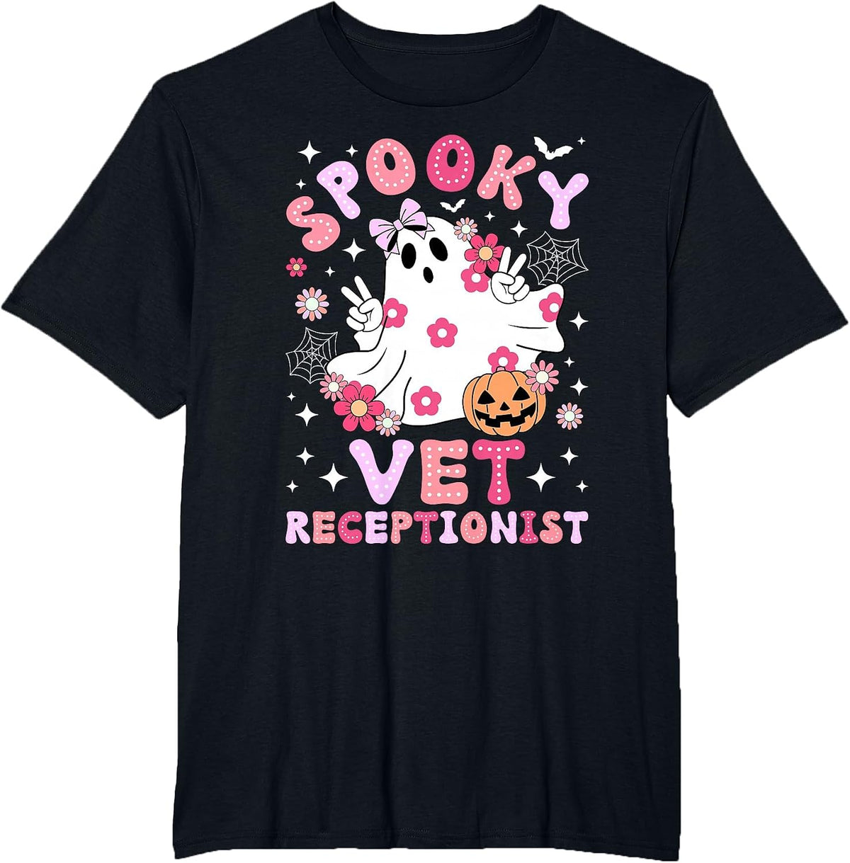 Spooky Vet Receptionist Halloween Veterinarian Receptionist T-Shirt - Black