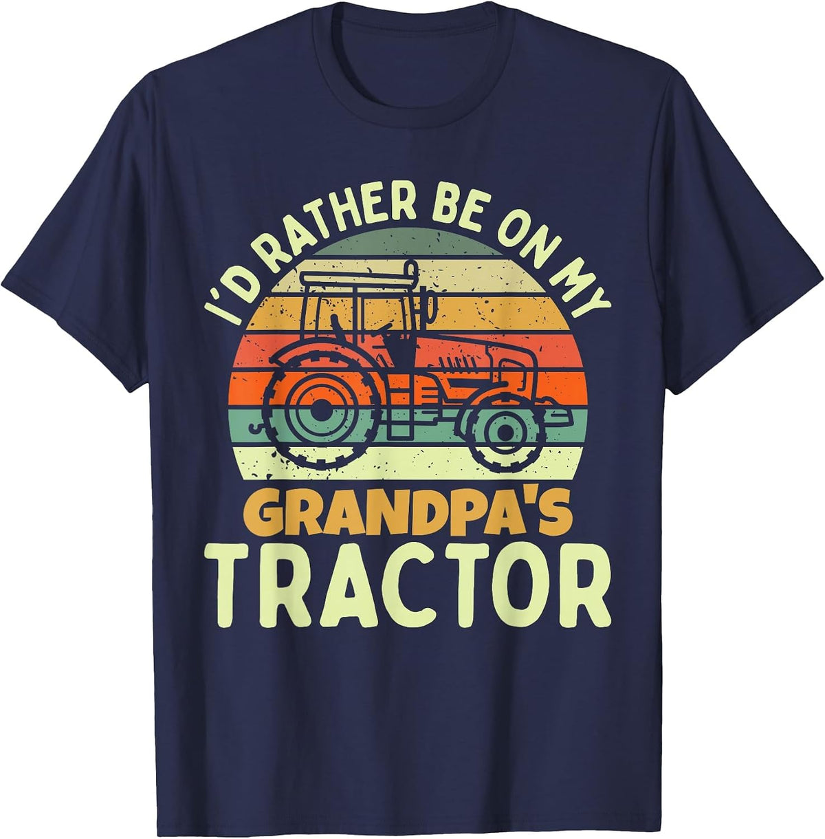 Funny Farmer Kids Farm Tractor T-Shirt - Navy Blue