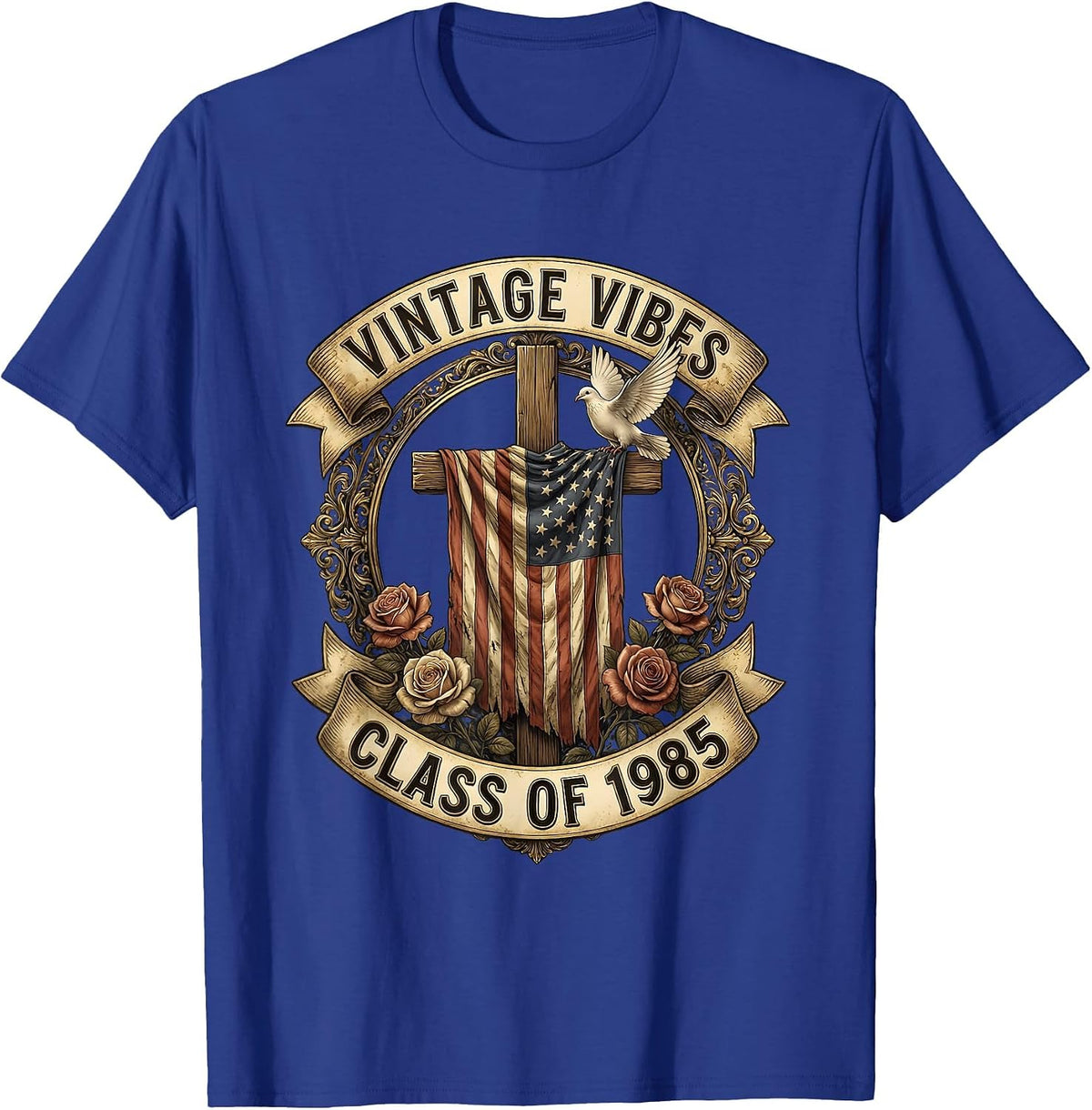 Vintage Vibes Class of 1985 Retro Design T-Shirt - Royal Blue
