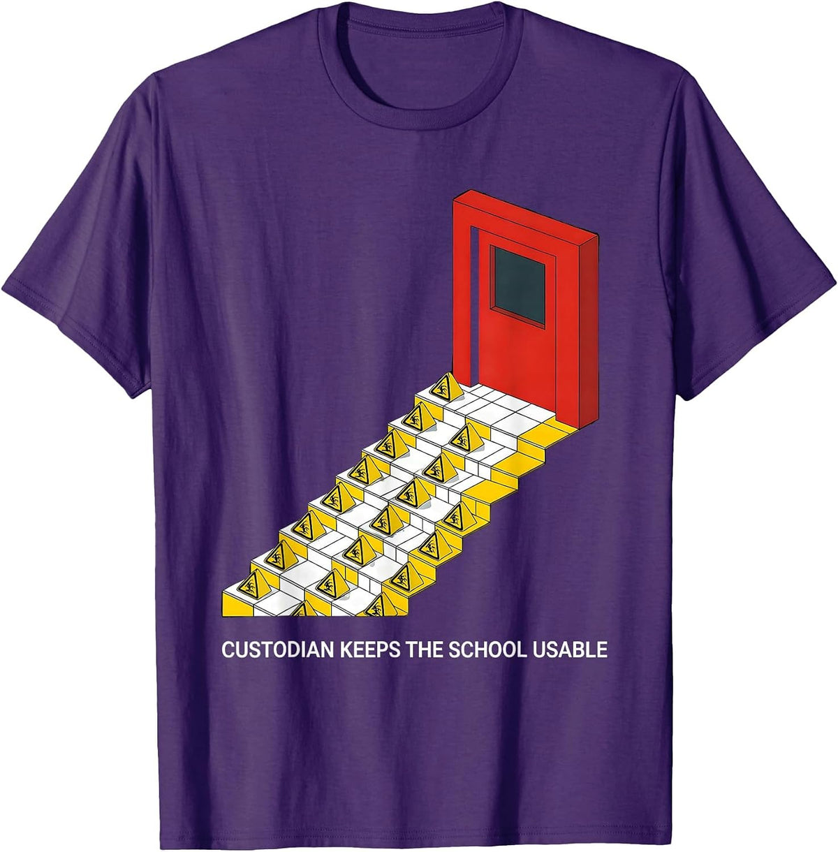 Men's Custodian Keeps The School Usable Funny Janitor Appreciation T-Shirt - Purple