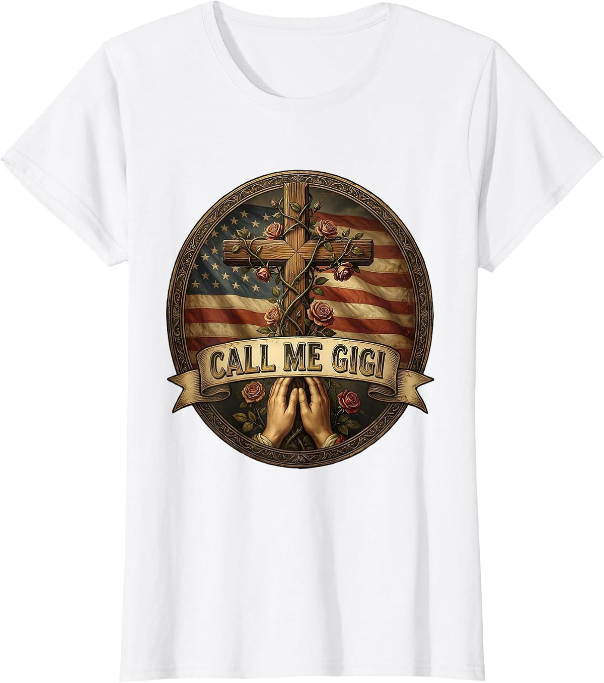 Women's Call Me Gigi Grandma Name Design T-Shirt - White