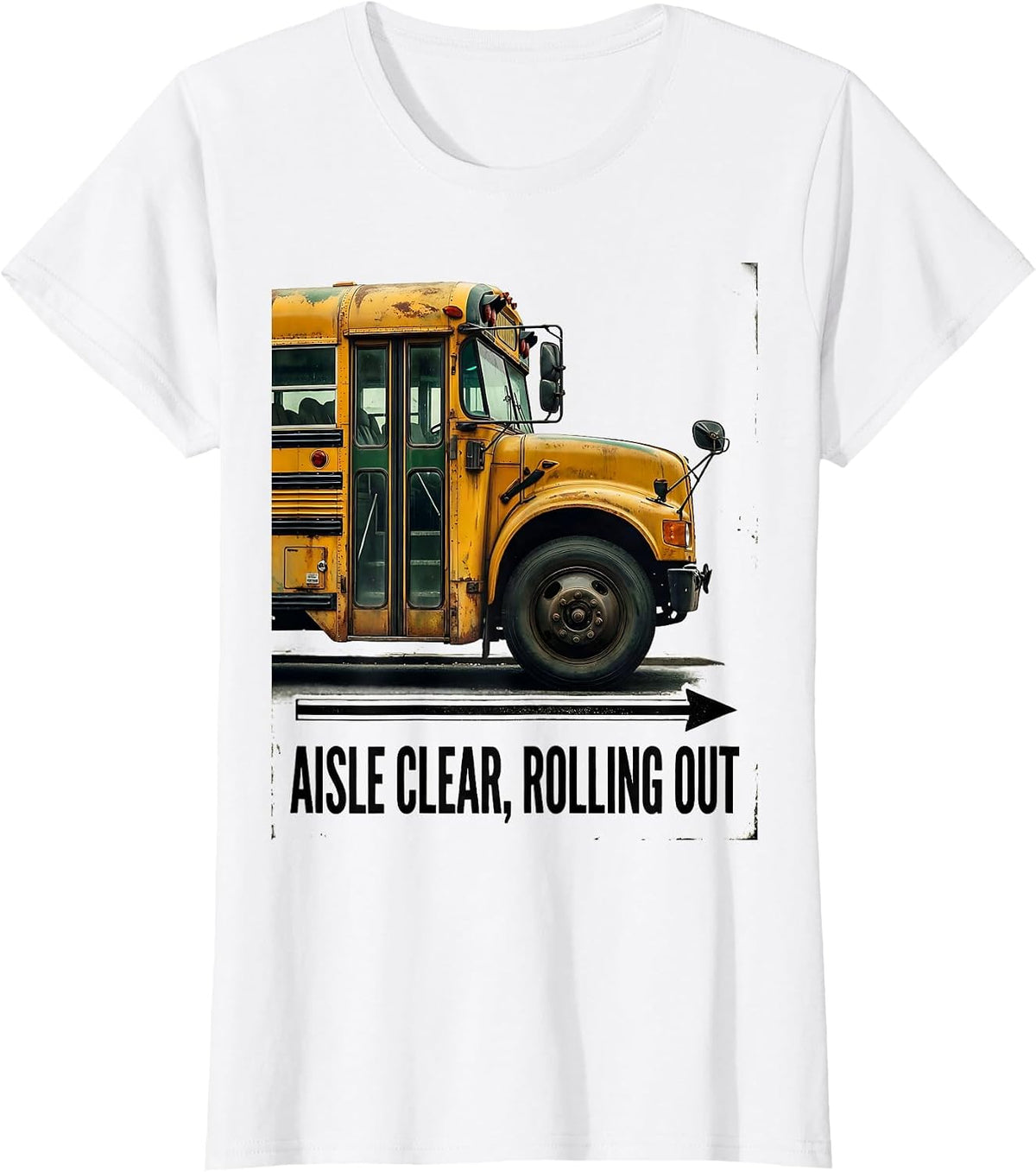 Women's Aisle Clear Rolling Out Vintage School Bus Driver Costume T-Shirt - White