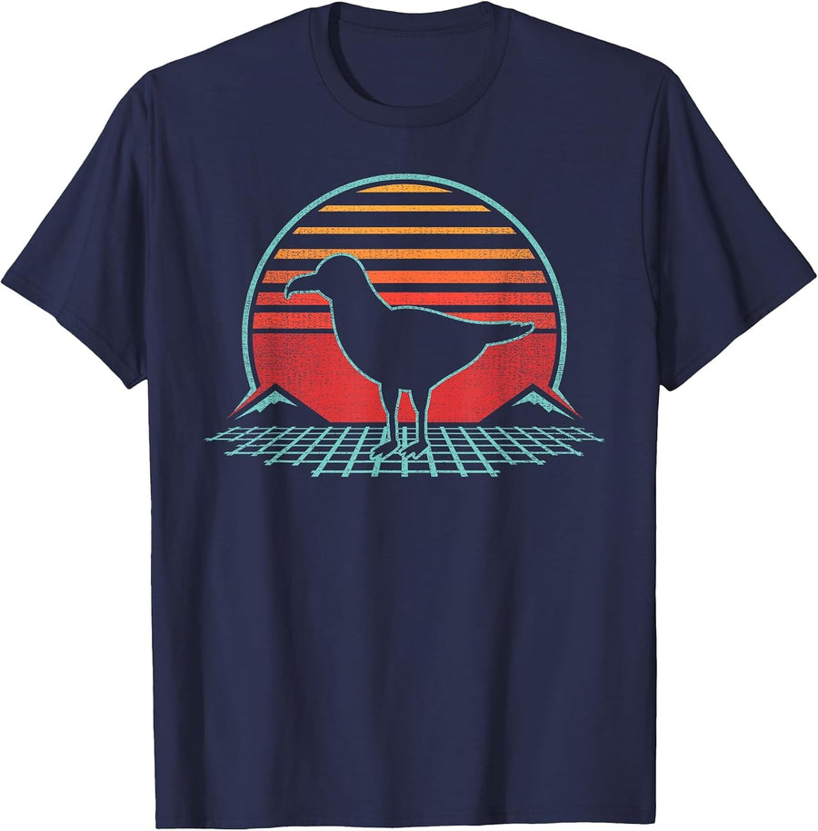 Albatross Lover Bird Animal Retro Vintage 80s Style T-Shirt - Navy Blue