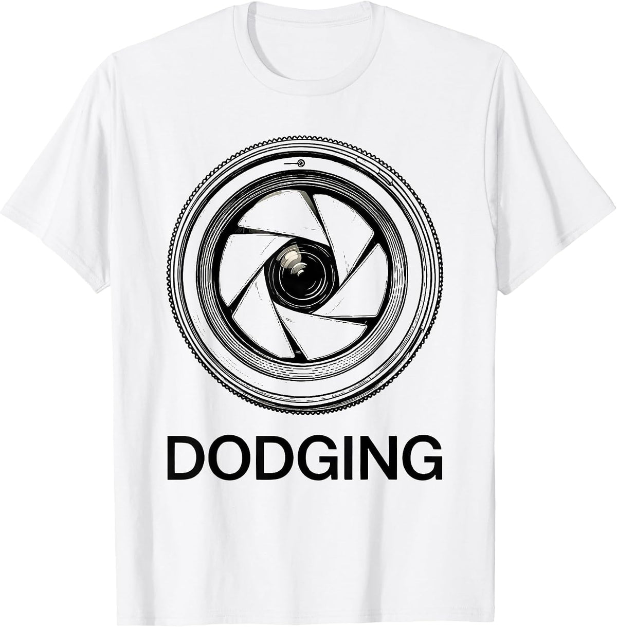 Men's Dodging Funny Photography Hobbyist Camera Lens Humor Gift T-Shirt - White