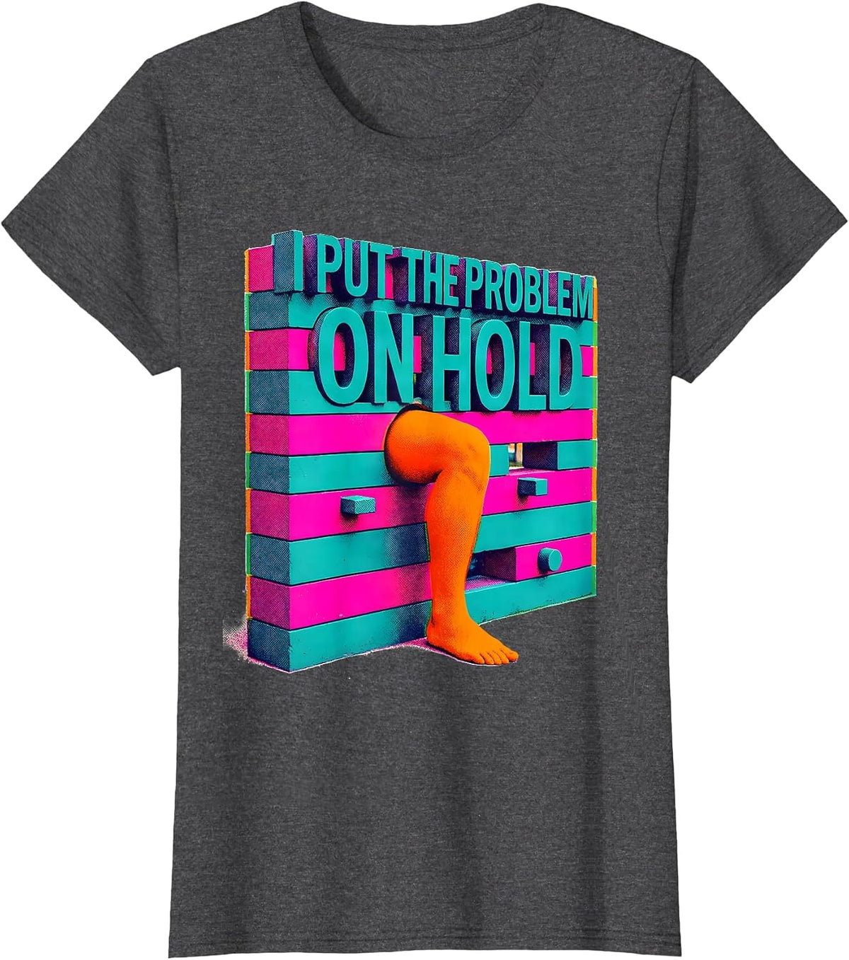 Women's I Put The Problem On Hold Funny Rock Climbing Bouldering T-Shirt - Dark Heather Grey
