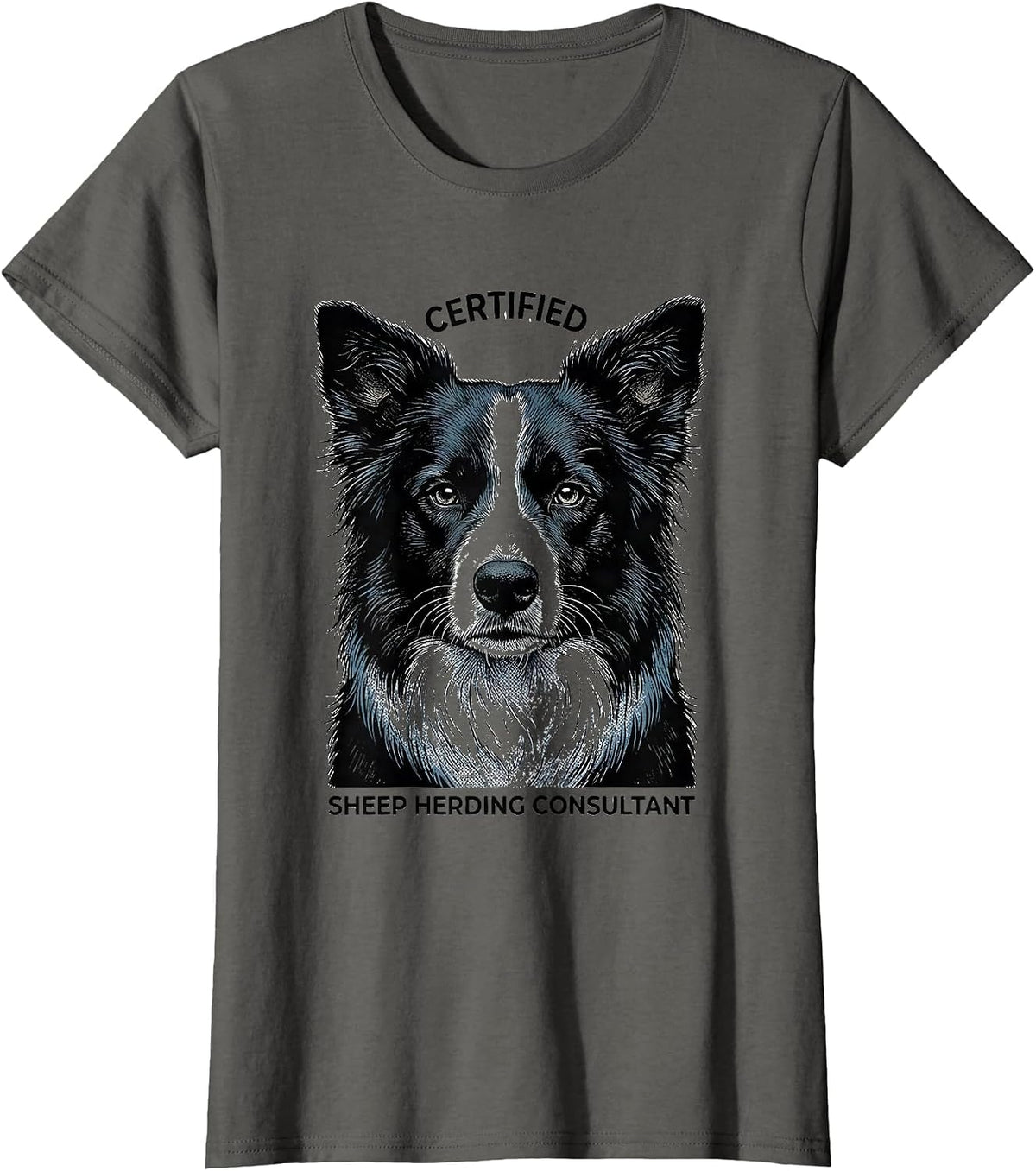 Women's Certified Sheep Herding Consultant Funny Dog Owner Meme T-Shirt - Asphalt Grey