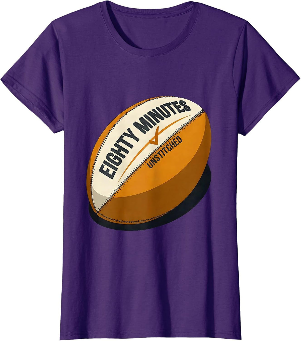 EIGHTY MINUTES UNSTITCHED Rugby Fan Kiwi Pride Supporter T-Shirt - Purple