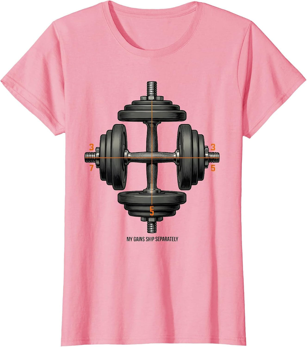 Women's My Gains Ship Separately Funny Gym Weightlifting Workout T-Shirt - Pink