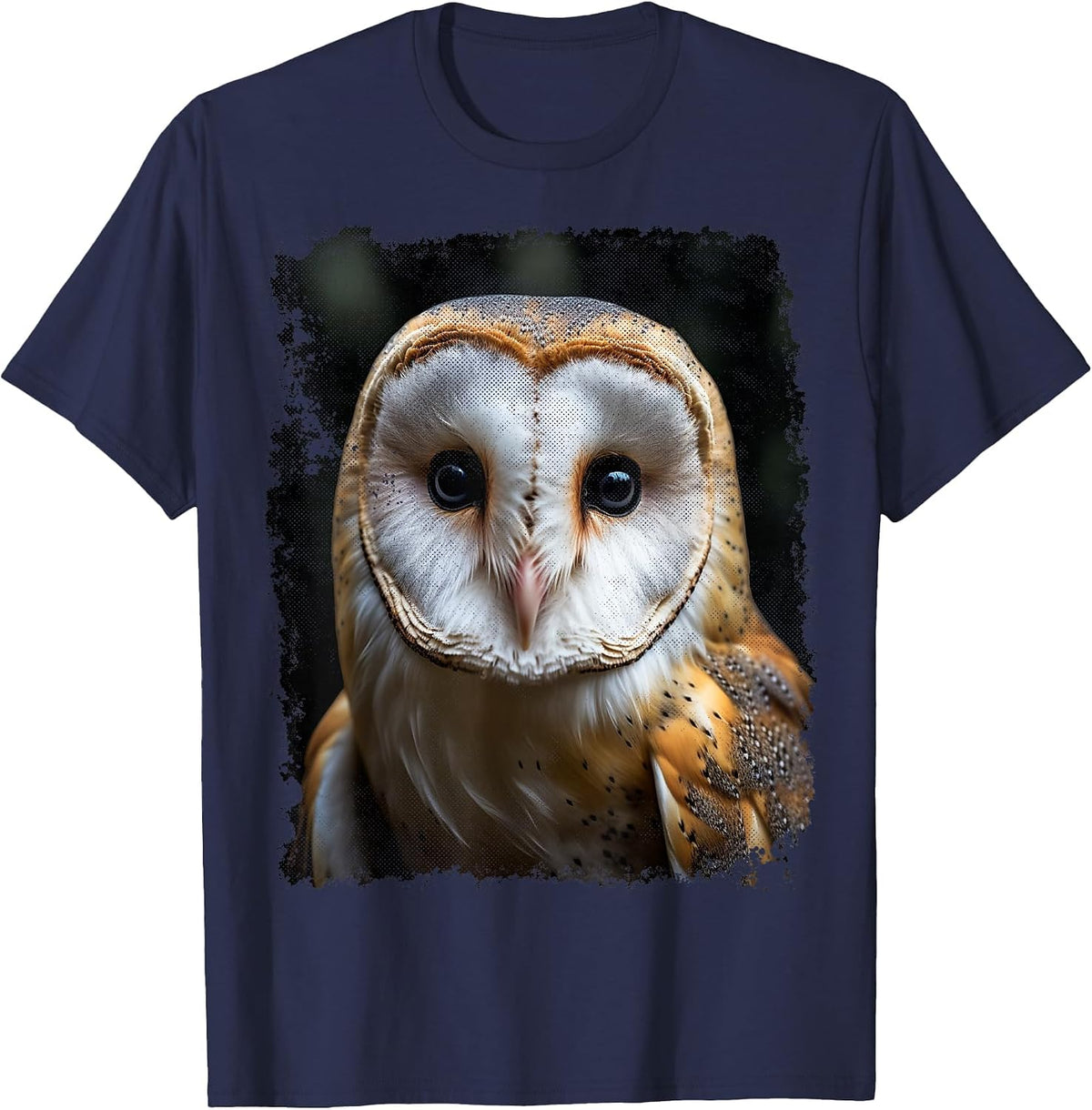 Vintage Barn Owl Animal Graphic T-Shirt - Navy Blue