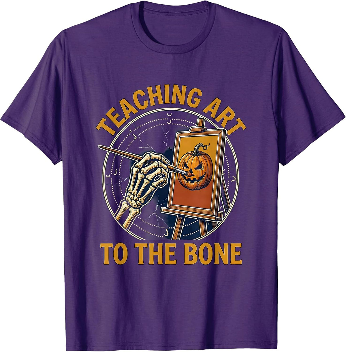 Men's Teaching Art to the Bone Halloween Teacher Design T-Shirt - Purple