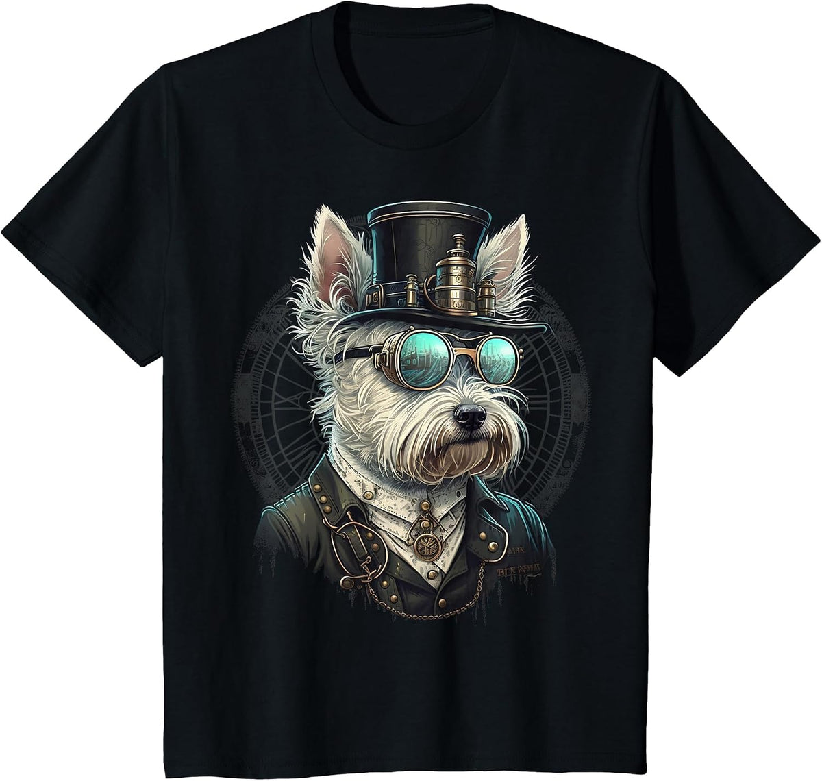 Westie Steampunk West Highland White Terrier T-Shirt - Black