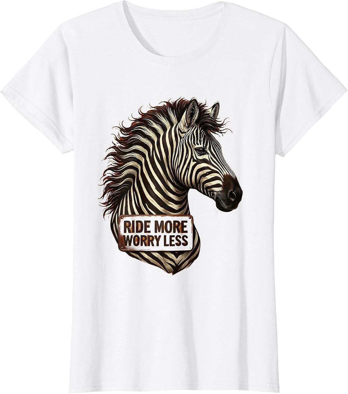 Women's Ride More Worry Less Horse Riding Design T-Shirt - White