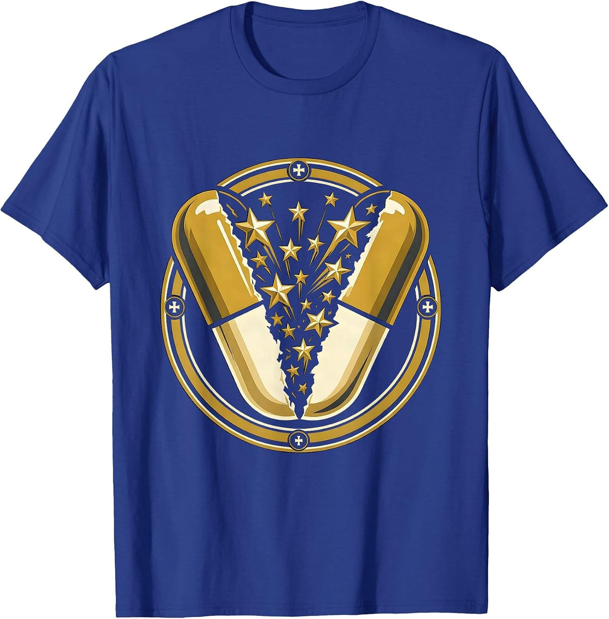 Medical Assistant Pill Capsule Stars Graphic T-Shirt - Royal Blue