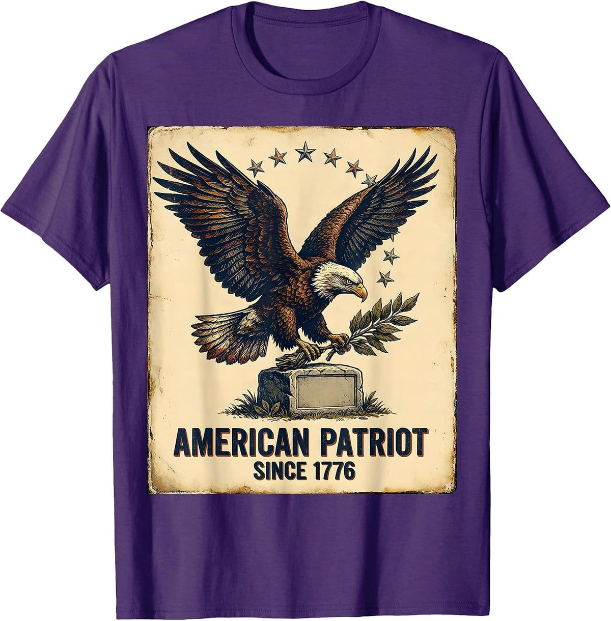 Men's American Patriot Since 1776 Vintage Patriotic T-Shirt - Purple