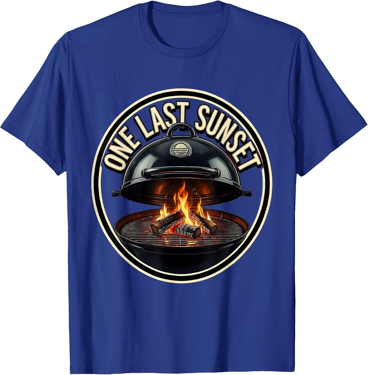 One Last Sunset Emblem BBQ Pitmaster Grill Dad Humor T-Shirt - Royal Blue