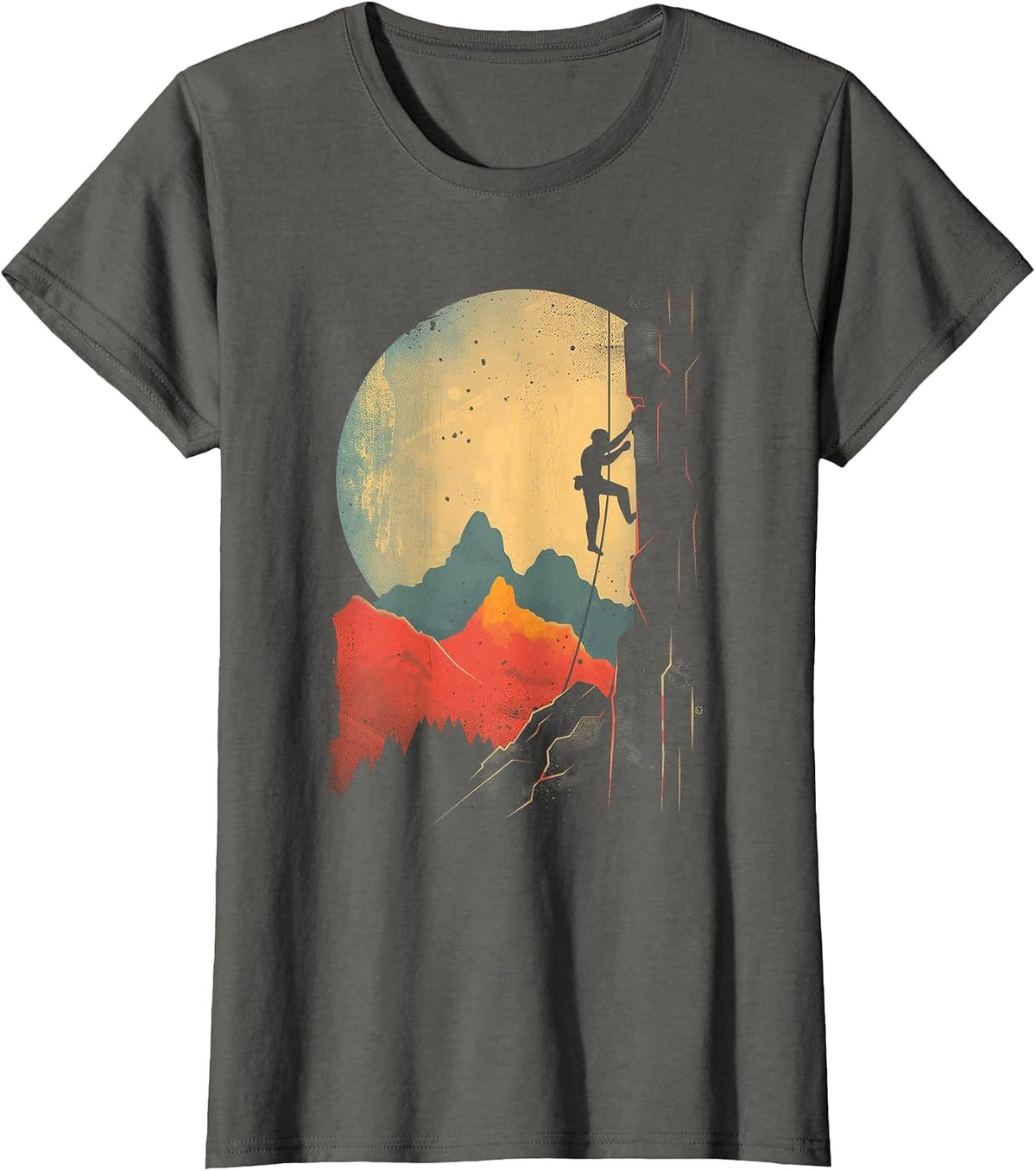 Rock Climbing Bouldering Vintage Mountain Climber T-Shirt - Asphalt Grey