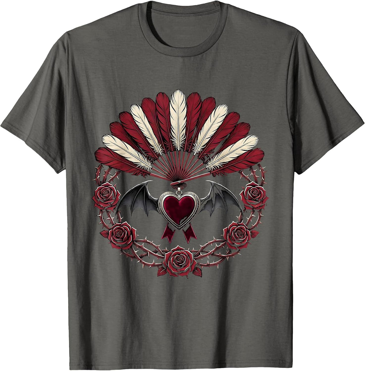 Feathered Showgirl Silhouette Spotlight Glow T-Shirt - Asphalt Grey