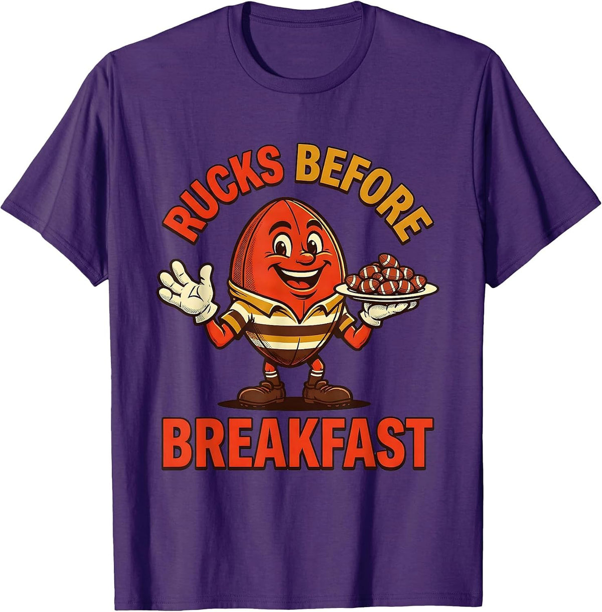 Men's Rucks Before Breakfast Rugby Design T-Shirt - Purple