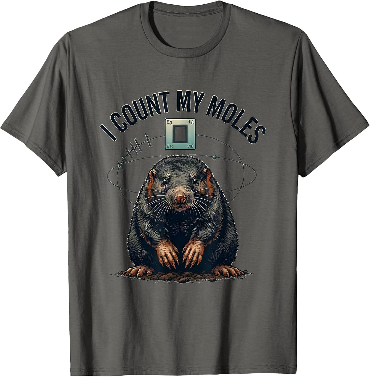I Count My Moles Funny Science Chemistry Nerd Humor Gift T-Shirt - Asphalt Grey