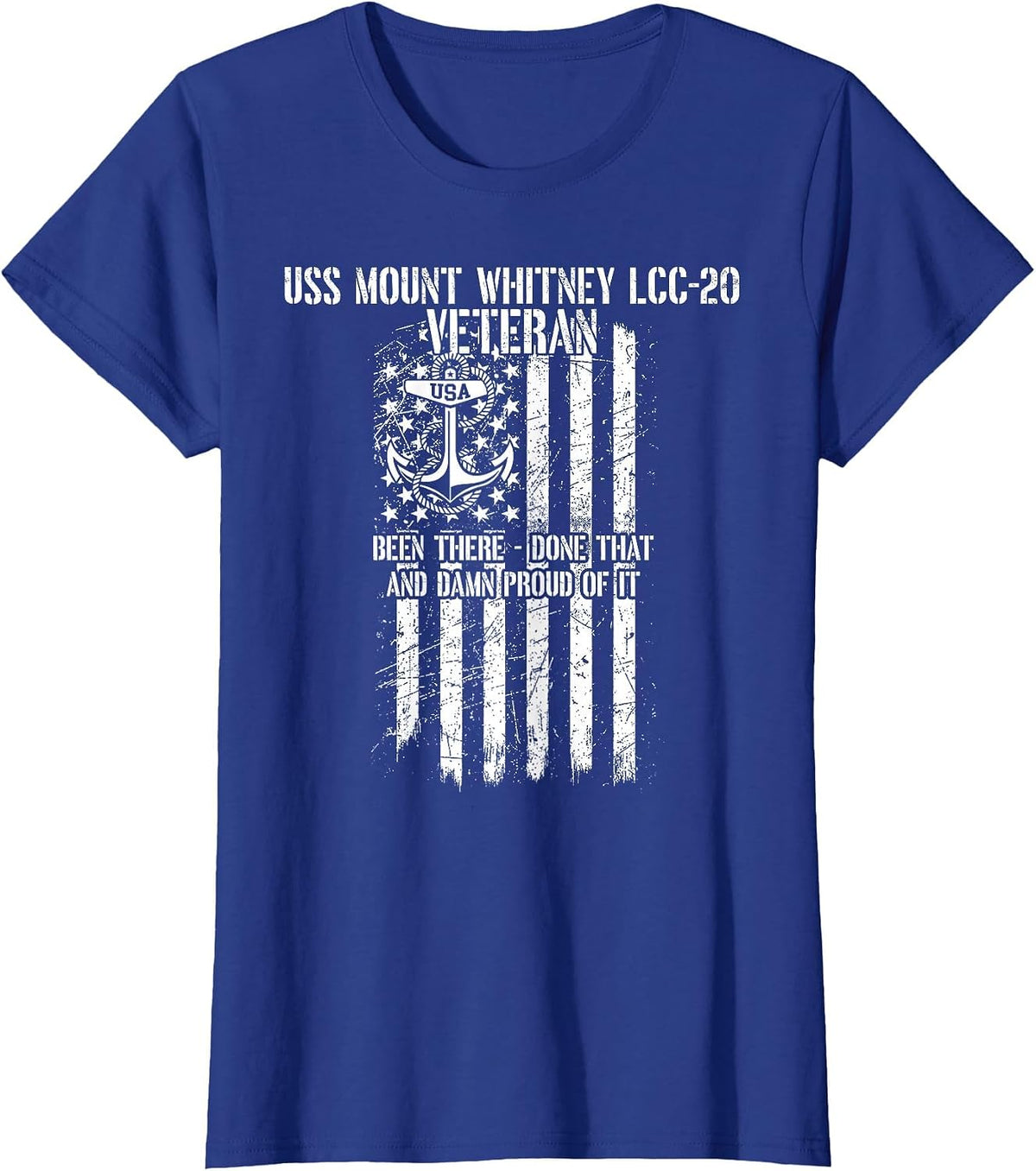 USS Mount Whitney LCC-20 Amphibious Command Ship Veteran T-Shirt - Royal Blue