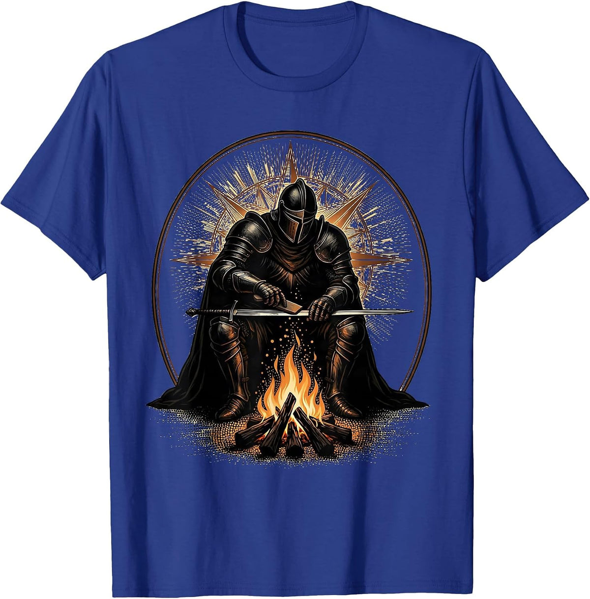 Men's Iron Sharpens Iron Lone Warrior Campfire T-Shirt - Royal Blue
