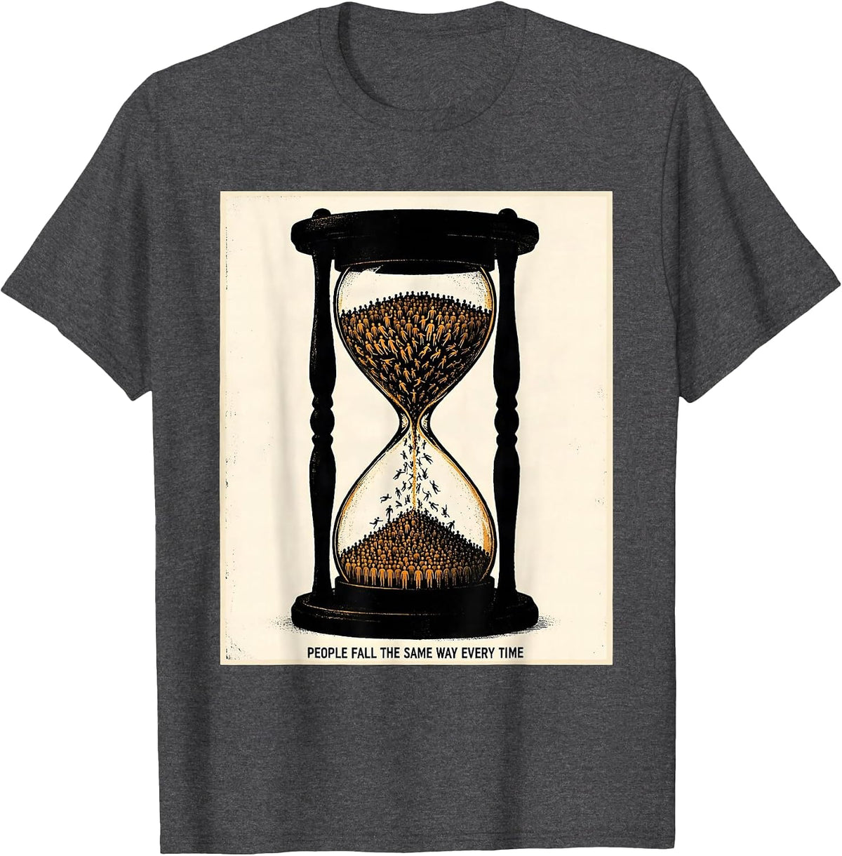 Men's People Fall The Same Way Every Time Funny History Teacher T-Shirt - Dark Heather Grey