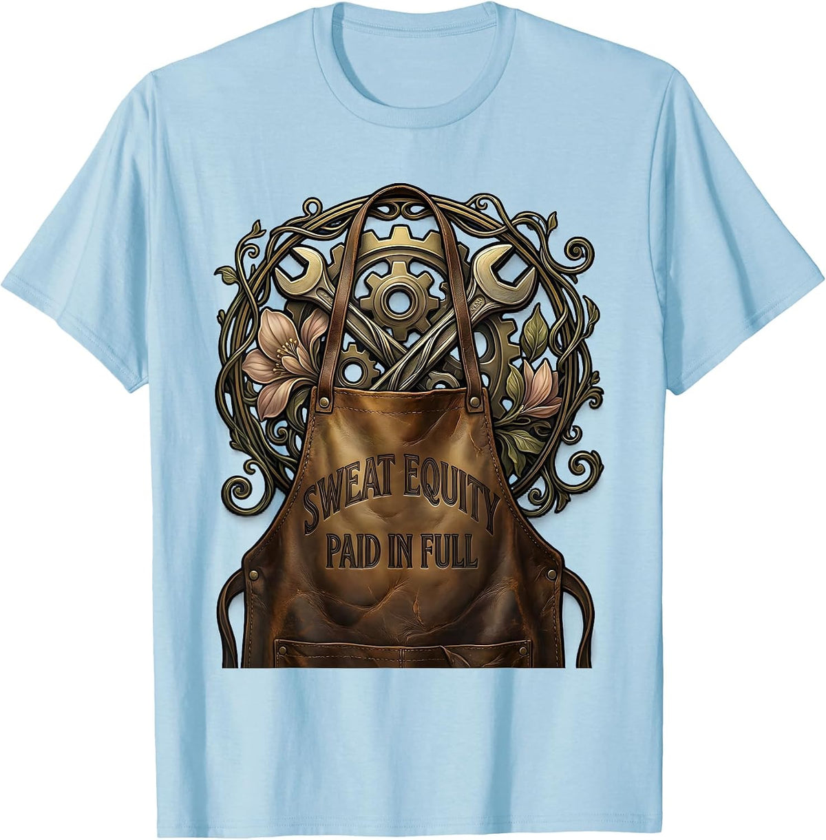 Men's Sweat Equity Paid In Full Blue Collar Design T-Shirt - Baby Blue