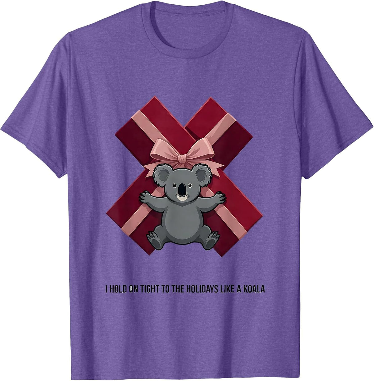 Men's I Hold On Tight To The Holidays Like A Koala Cute Koala T-Shirt - Purple Heather