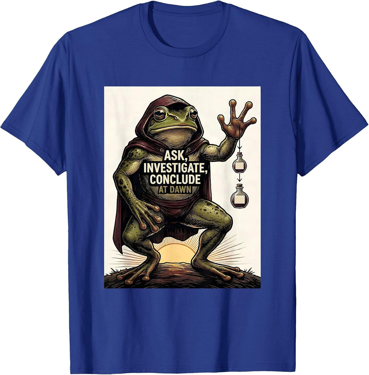 Ask Investigate Conclude At Dawn Funny Frog Teacher T-Shirt - Royal Blue