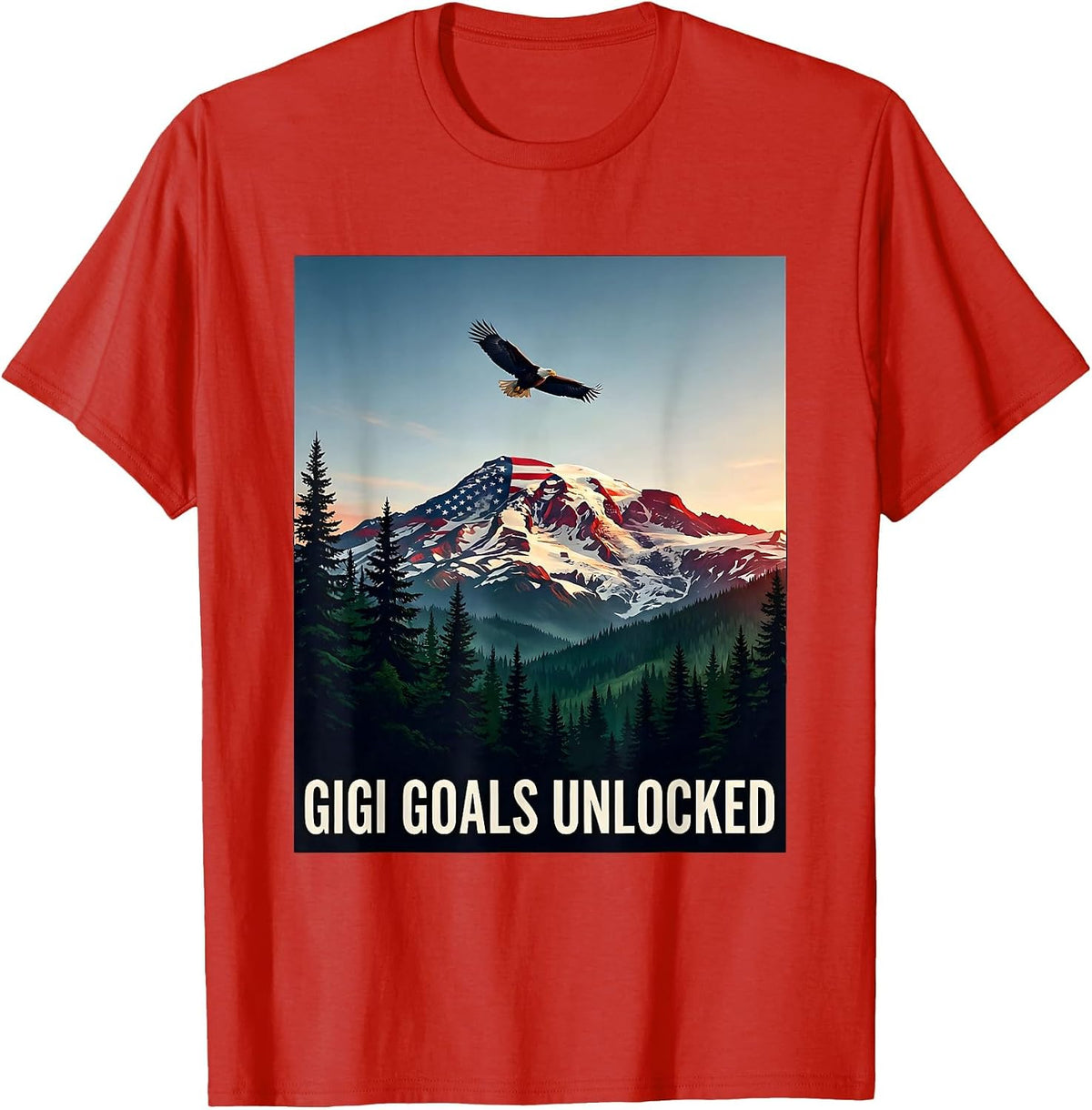Men's Gigi Goals Unlocked Grandma Design T-Shirt - Red