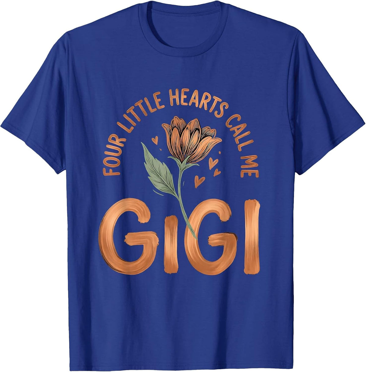 Four Little Hearts Call Me Gigi Boho Typography Grandma Gift T-Shirt - Royal Blue