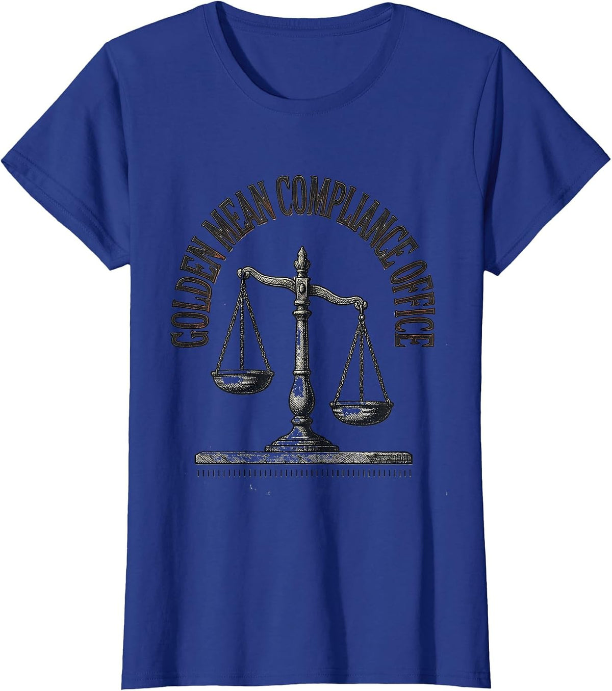 Women's Golden Mean Compliance Office Vintage Funny Philosopher T-Shirt - Royal Blue
