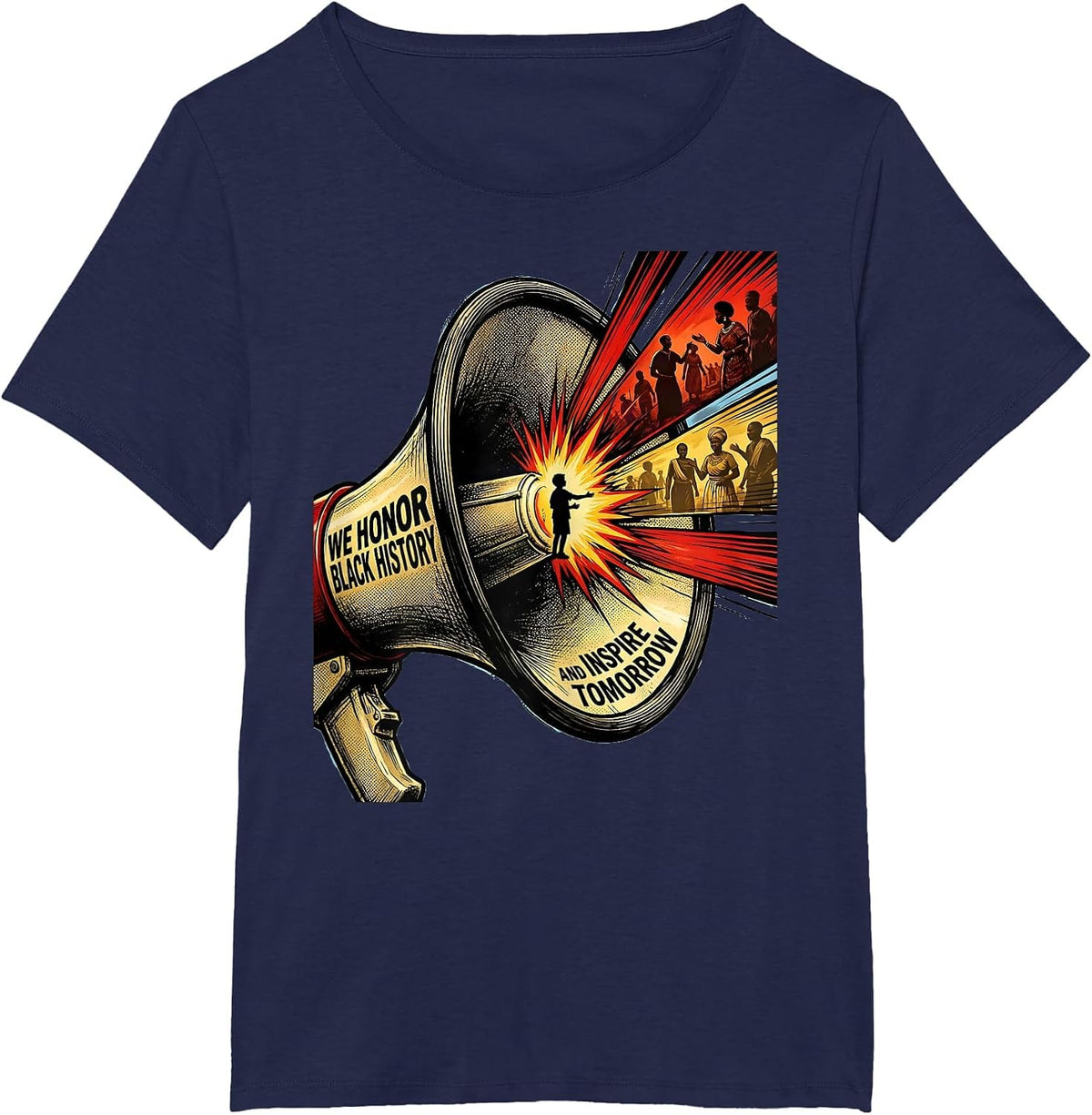 Women's We Honor Black History And Inspire Tomorrow Commemorative T-Shirt - Navy Blue