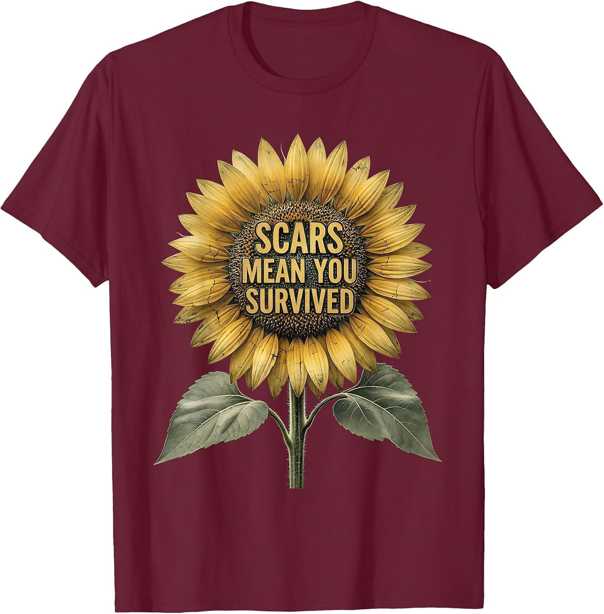 Scars Mean You Survived Suicide Prevention T-Shirt - Burgundy