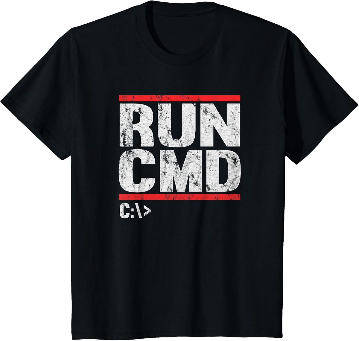 Run CMD Distressed Funny T-Shirt - Black