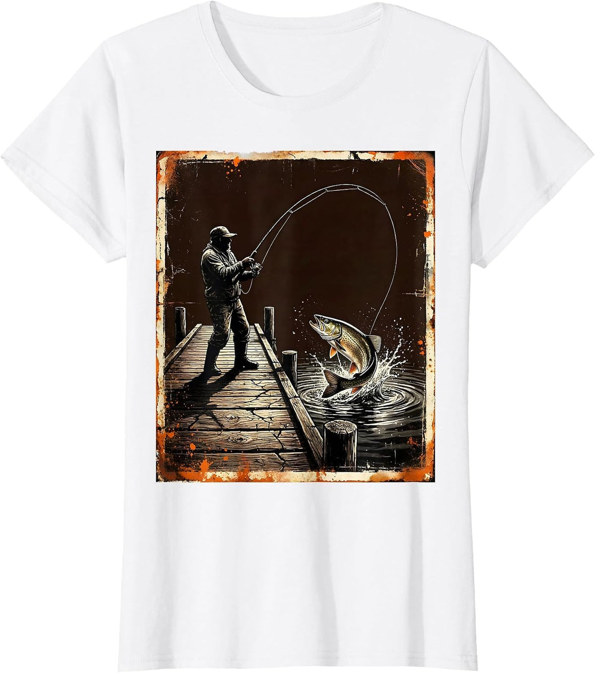 Fish Around and Find Trout Fisherman Dock T-Shirt - White