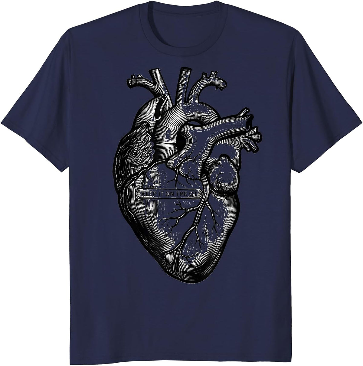Men's Keep It On The QT Line Art Cardiac Nurse Anatomy T-Shirt - Navy Blue