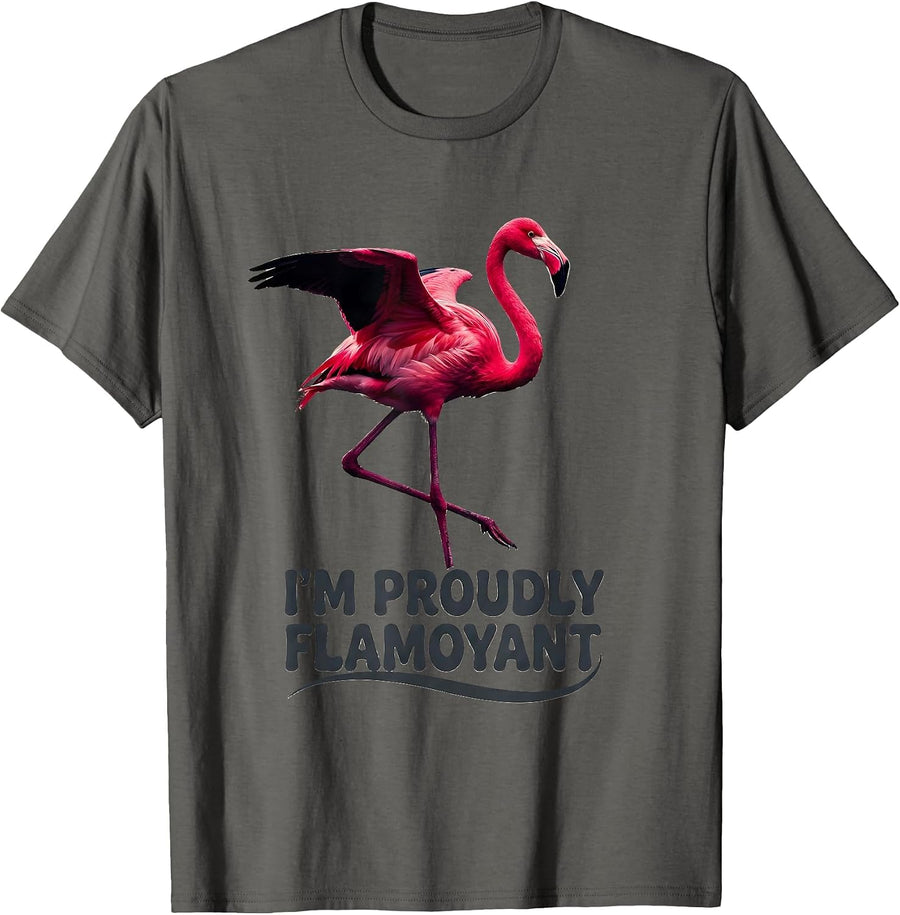 I'm Proudly Flamoyant Funny Flamingo Lover Summer Vacation T-Shirt - Asphalt Grey