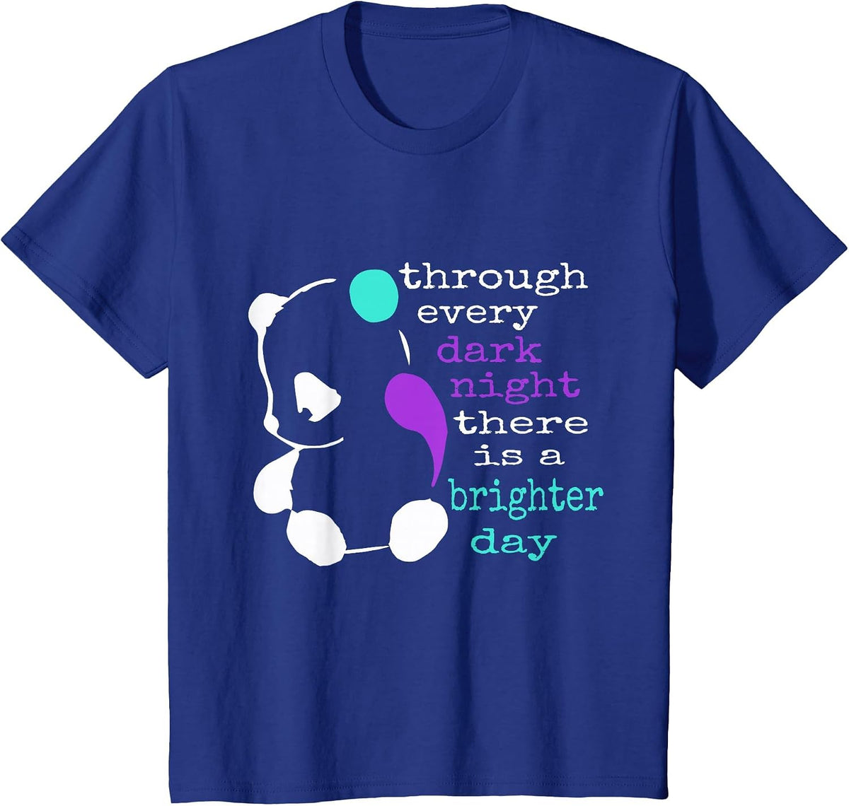 Panda Semicolon Suicide Prevention Awareness T-Shirt - Royal Blue