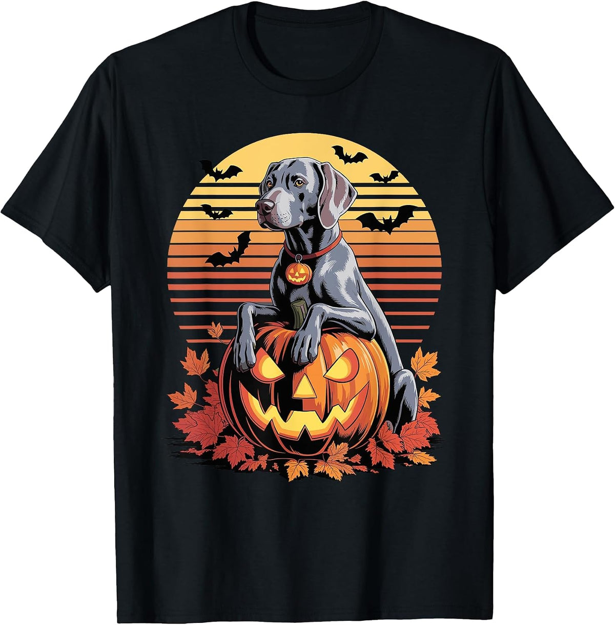 Halloween Retro Weimaraner Weimaraners T-Shirt - Black