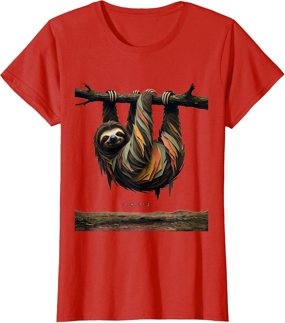 I Skip The Rush Funny Sloth Lazy Humor Gift for Sloth Lovers T-Shirt - Red