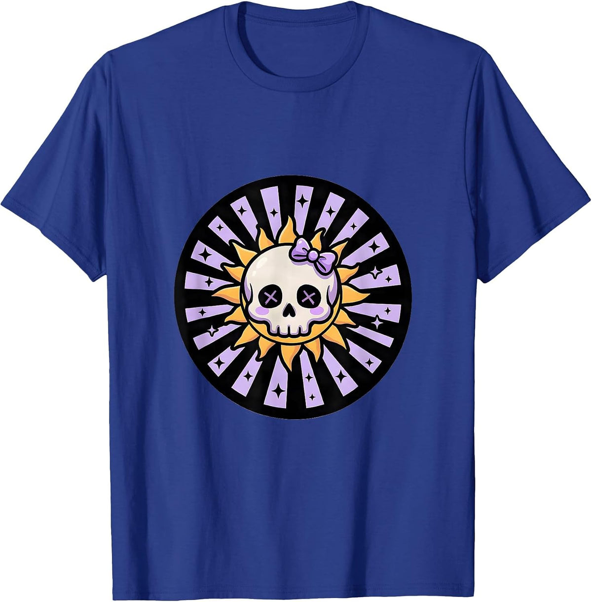 A Little Ray of Pitch Black Skull Sunray T-Shirt - Royal Blue
