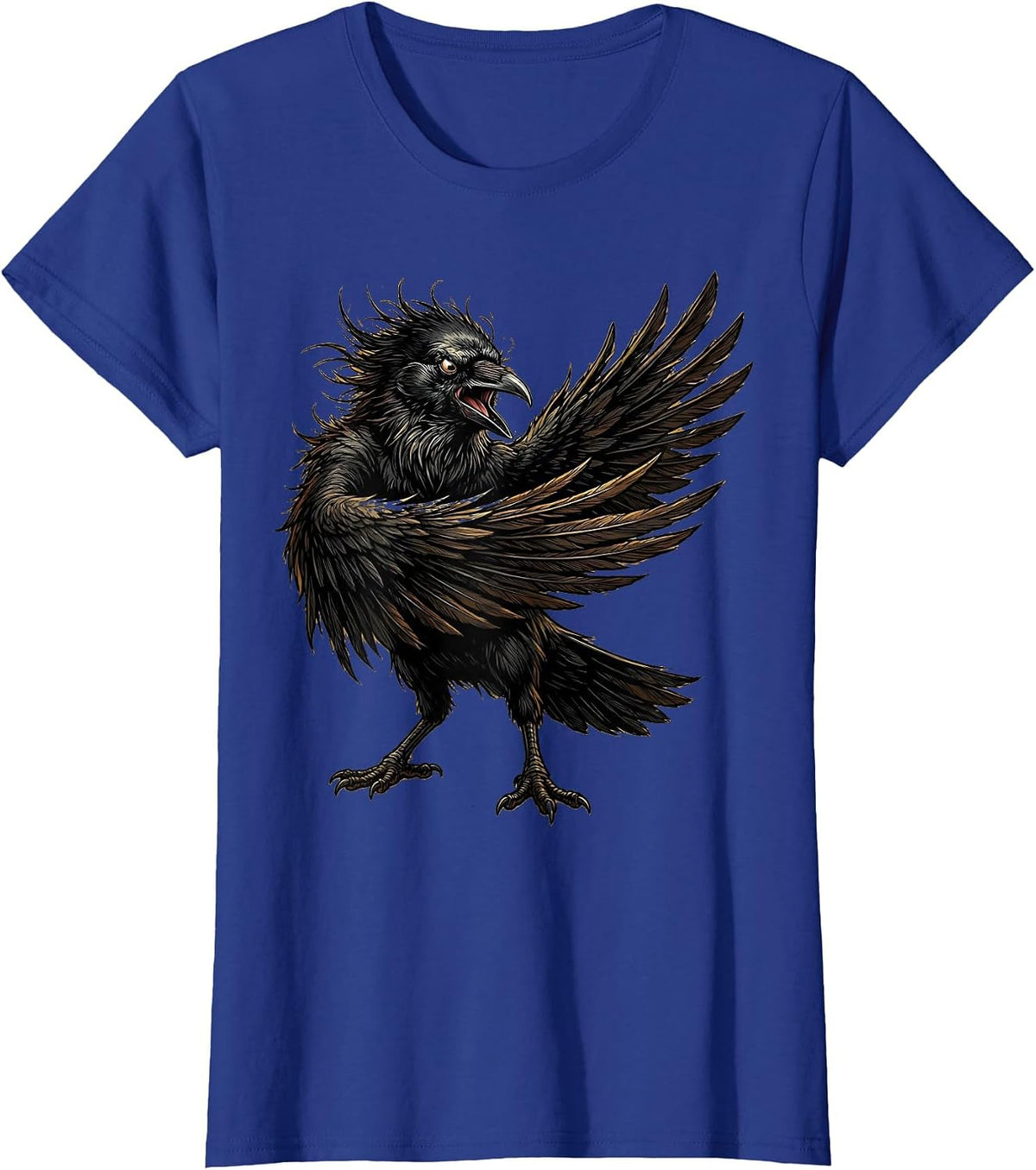 Women's Angry Crow Flipping Wing Graphic T-Shirt - Royal Blue