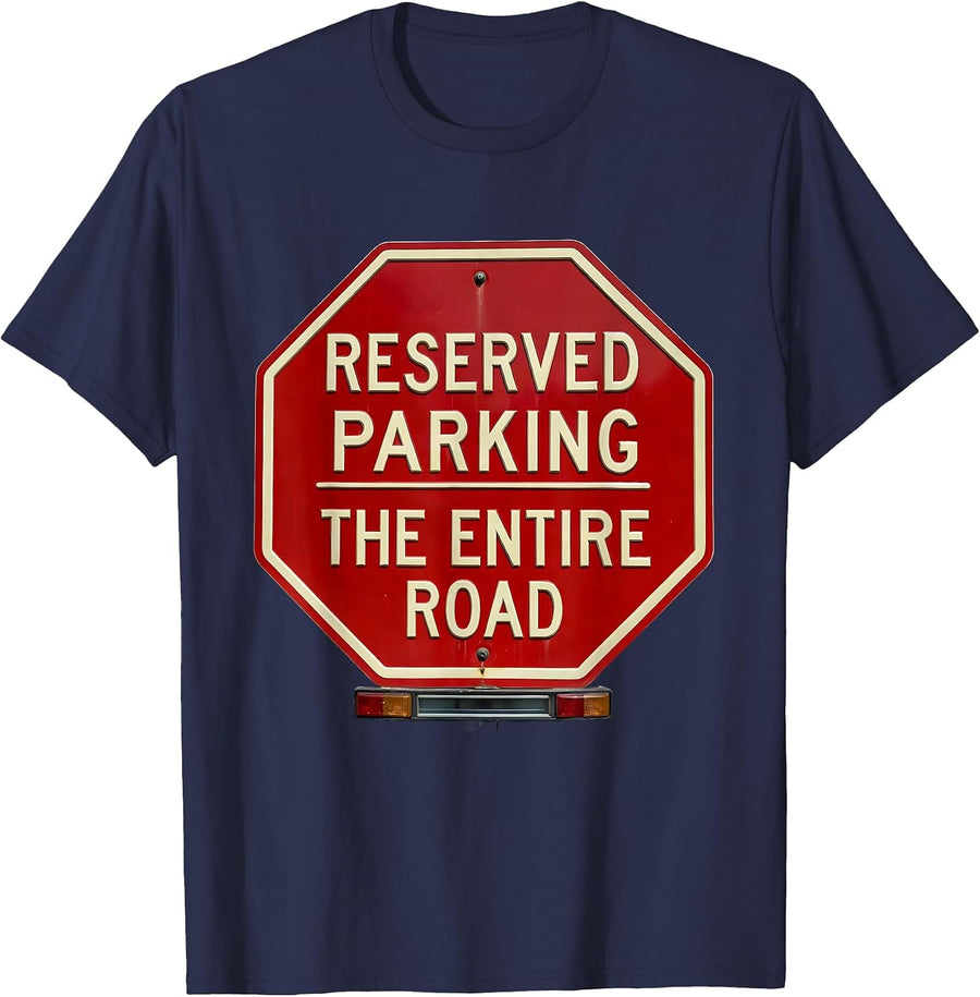 Reserved Parking The Entire Road Funny School Bus Driver T-Shirt - Navy Blue