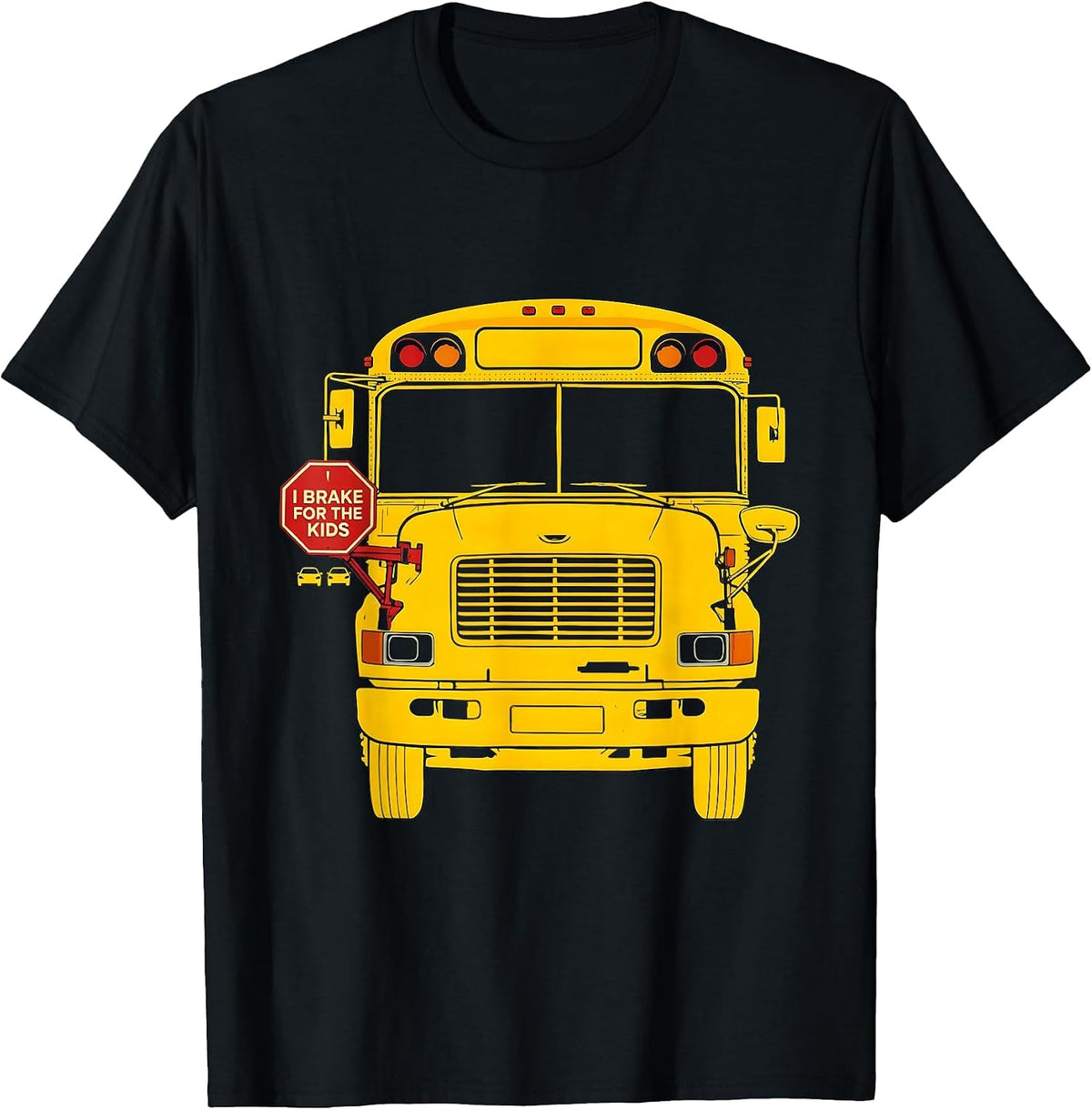 Men's I Brake For The Kids Funny School Bus Driver Humor Gift T-Shirt - Black