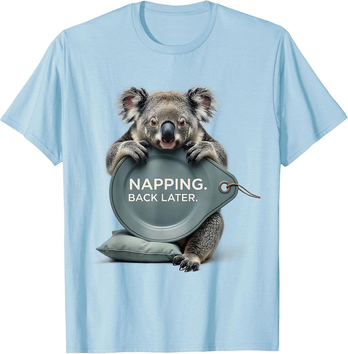 Men's Napping. Back Later Funny Koala Animal Official Sleepshirt T-Shirt - Baby Blue