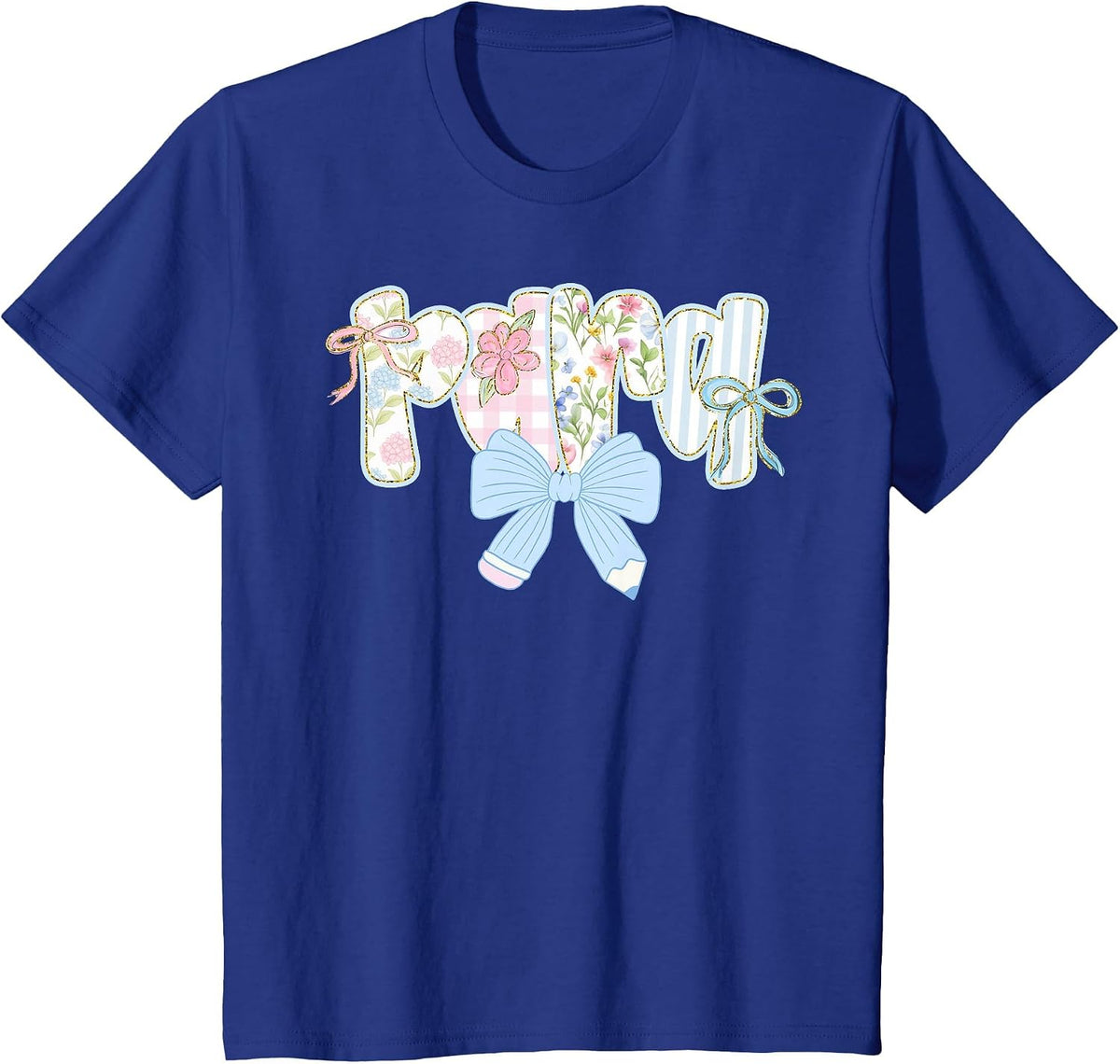 para Teacher Coquette Bow First Day of School Back to School T-Shirt - Royal Blue